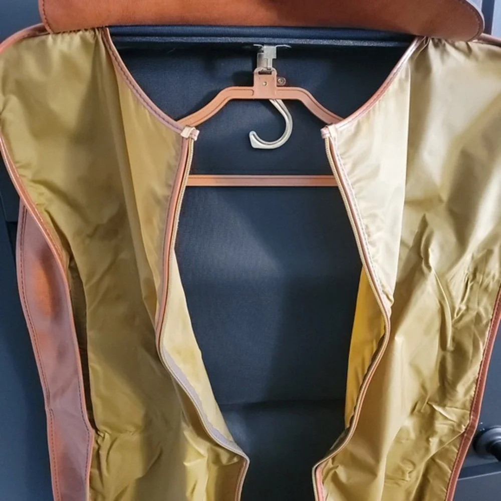 Vintage‎ Airway Luggage Garment Bag Leather Trim Suit Carrier Travel Luggage